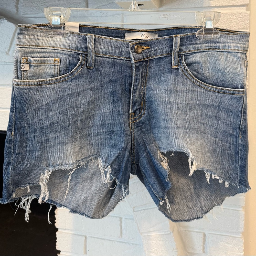 KanCan Women's Light Blue Distressed Jean Shorts